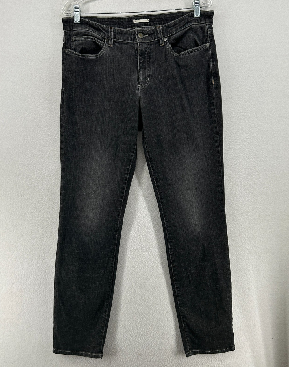 EILEEN FISHER Jeans 10 Stretch Organic Cotton Denim Slim Straight Black